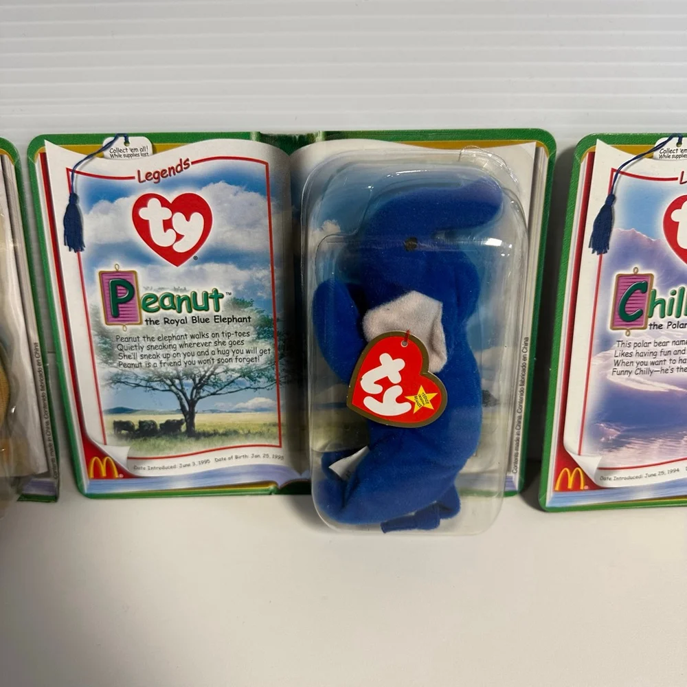 Ty Beanie Babies McDonald's Legends Humphrey Peanut Chilly Set Lot of 3 VINTAGE
